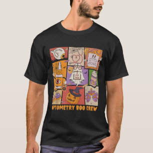 Vintage Spooky Optometry Boo Crew Ghost Halloween T-Shirt