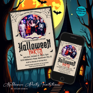 Vintage Spooky Photo Halloween Party Invitation