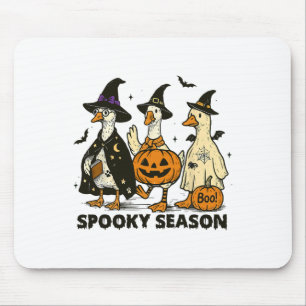 Vintage Spooky Season Halloween Ghost Goose Spooky Mouse Pad