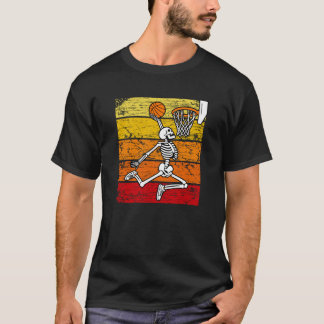Vintage Spooky Skeleton Basketball Player Dunking T-Shirt