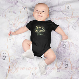 Vintage Spooky Skull Halloween Baby Bodysuit