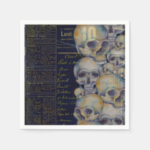 Vintage Spooky Skulls Halloween Napkin