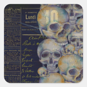 Vintage Spooky Skulls Halloween  Square Sticker
