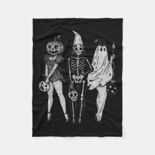 Vintage Spooky Squad Funny Girl Witchy Fall Season Fleece Blanket