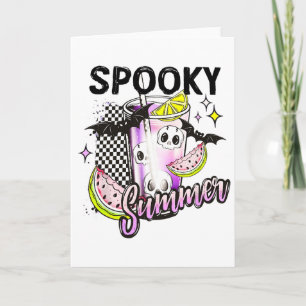 Vintage Spooky Summer Beach Halloween Coffee Summe Card