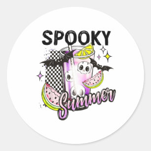 Vintage Spooky Summer Beach Halloween Coffee Summe Classic Round Sticker