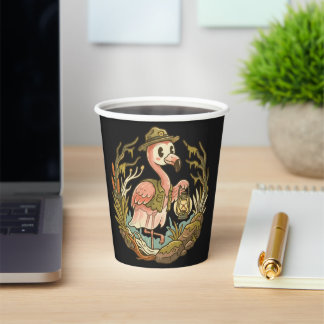 Vintage Spooky Swamp Flamingo Design Paper Cups