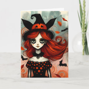 Vintage Spooky Witch Halloween Card