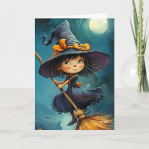 Vintage Spooky Witch Halloween Card