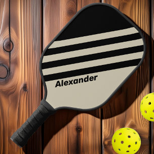 Vintage Sport Alabaster Stripes with Name Pickleball Paddle