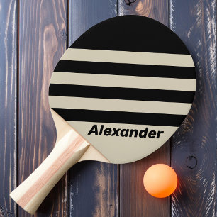 Vintage Sport Alabaster Stripes with Name Ping Pong Paddle