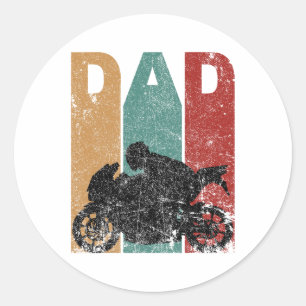 Vintage Sport Bike Dad Fathers Day Gift Biker Moto Classic Round Sticker