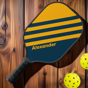 Vintage Sport Moonlit Tide Dual Stripes with Name Pickleball Paddle