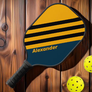Vintage Sport Moonlit Tide Stripes with Name Pickleball Paddle