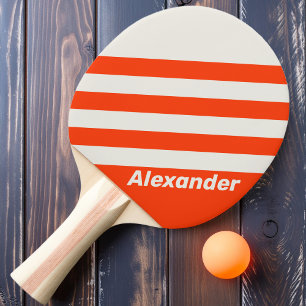 Vintage Sport Sunset Orange Stripes with Name Ping Pong Paddle