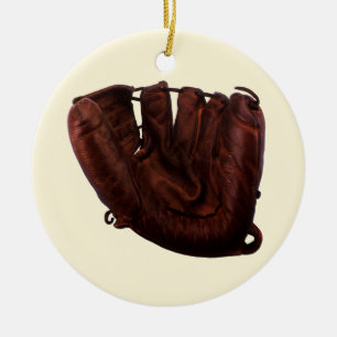 Vintage Sports, Antique Leather Baseball Glove Ceramic Tree Decoration