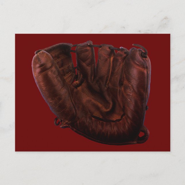 Vintage Sports, Antique Leather Baseball Glove Postcard (Front)