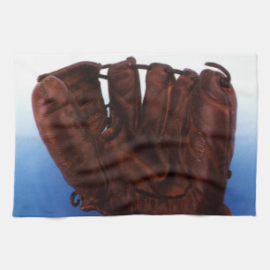 Vintage Sports, Antique Leather Baseball Glove Tea Towel