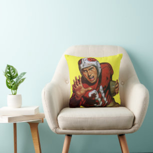 Vintage Sports Athlete Football Player Runningback Cushion