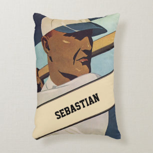 Vintage Sports Baseball Batter, Stylised Art Decorative Cushion