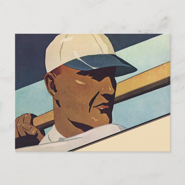 Vintage Sports Baseball Batter, Stylised Art Postcard (Front)
