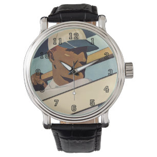 Vintage Sports Baseball Batter, Stylised Art Watch