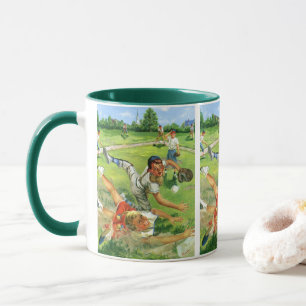 Vintage Sports Baseball, Children Teams Playing Mug