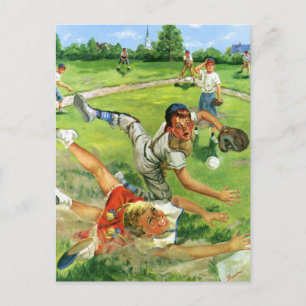 Vintage Sports Baseball, Children Teams Playing Postcard