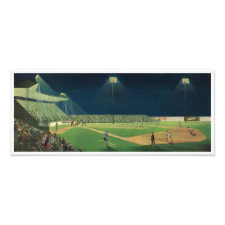 Vintage Sports, Baseball Game at Night Photo Print