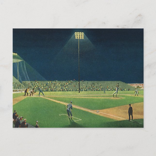 Vintage Sports, Baseball Game at Night Postcard (Front)