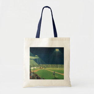 Vintage Sports, Baseball Game at Night Tote Bag