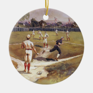 Vintage Sports Baseball Game by Henry Sandham Ceramic Ornament