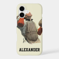 Vintage Sports Baseball Player, Catcher Look Up