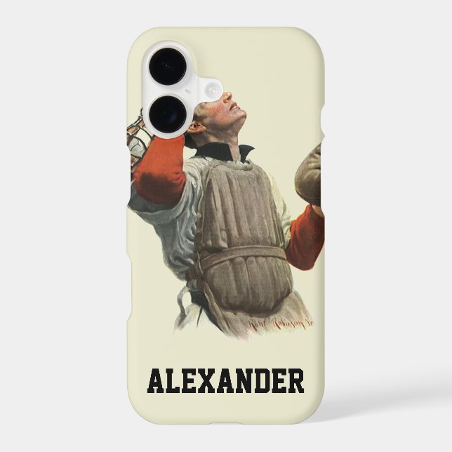 Vintage Sports Baseball Player, Catcher Look Up (Back)