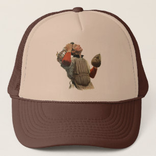 Vintage Sports Baseball Player, Catcher Look Up Trucker Hat