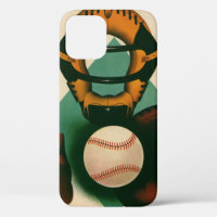 Vintage Sports Baseball Player, Catcher with Mitt
