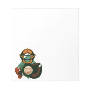 Vintage Sports Baseball Player, Catcher with Mitt Notepad