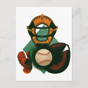 Vintage Sports Baseball Player, Catcher with Mitt Postcard