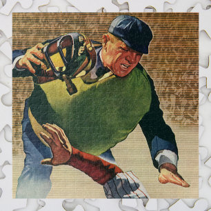 Vintage Sports Baseball Player, the Umpire Jigsaw Puzzle