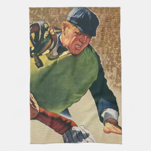 Vintage Sports Baseball Player, the Umpire Tea Towel
