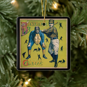 Vintage Sports Baseball Players at the Home Game Ceramic Tree Decoration