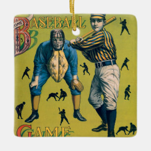 Vintage Sports Baseball Players at the Home Game Ceramic Tree Decoration