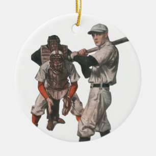 Vintage Sports Baseball Players Ceramic Tree Decoration