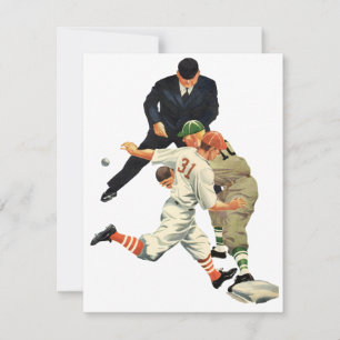 Vintage Sports Baseball Players Safe at Home Plate