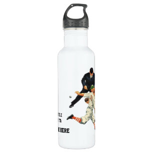 Vintage Sports Baseball Players Safe at Home Plate 710 Ml Water Bottle