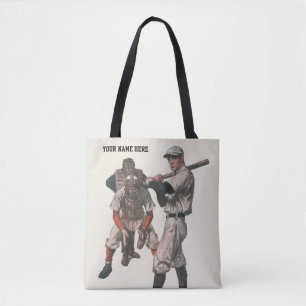 Vintage Sports Baseball Players Tote Bag