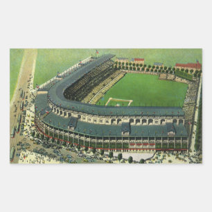 Vintage Sports Baseball Stadium, Aerial View Rectangular Sticker