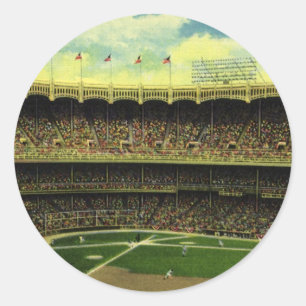 Vintage Sports Baseball Stadium with Crowds Classic Round Sticker