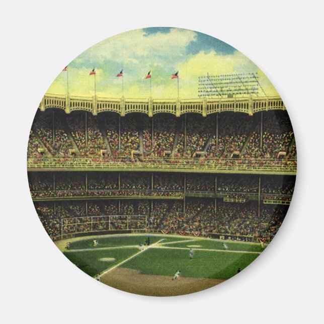 Vintage Sports Baseball Stadium with Crowds Magnet (Front)