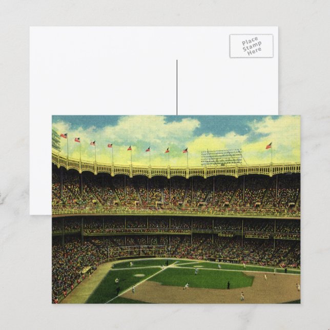 Vintage Sports Baseball Stadium with Crowds Postcard (Front/Back)